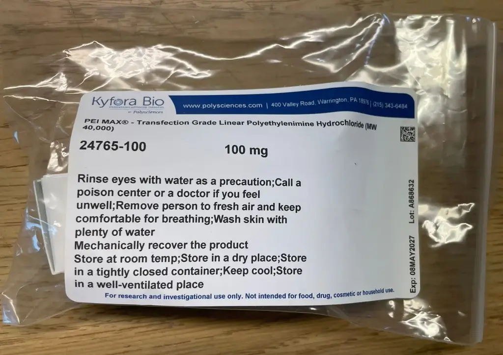 PEI MAX® - Transfection Grade Linear Polyethylenimine Hydrochloride (MW 40,000) - 100mg